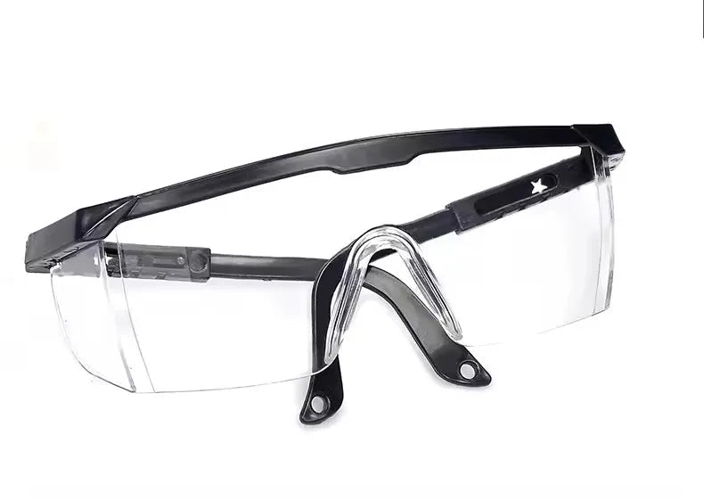 BackupMyFilesNow® anti-splash safety glasses with clear protective lenses, industrial wind dust-proof goggles for lab and cycling use.