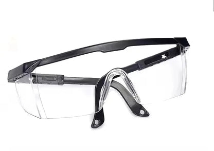 BackupMyFilesNow® anti-splash safety glasses with clear protective lenses, industrial wind dust-proof goggles for lab and cycling use.