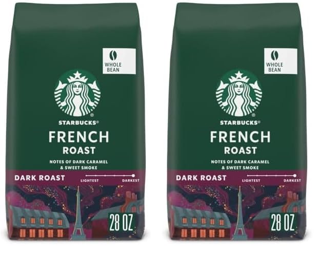 Starbucks Whole Bean Dark Roast Espresso Coffee, 100% Arabica, 18 oz bag featuring Sumatra beans with rich, dark roast appearance.
