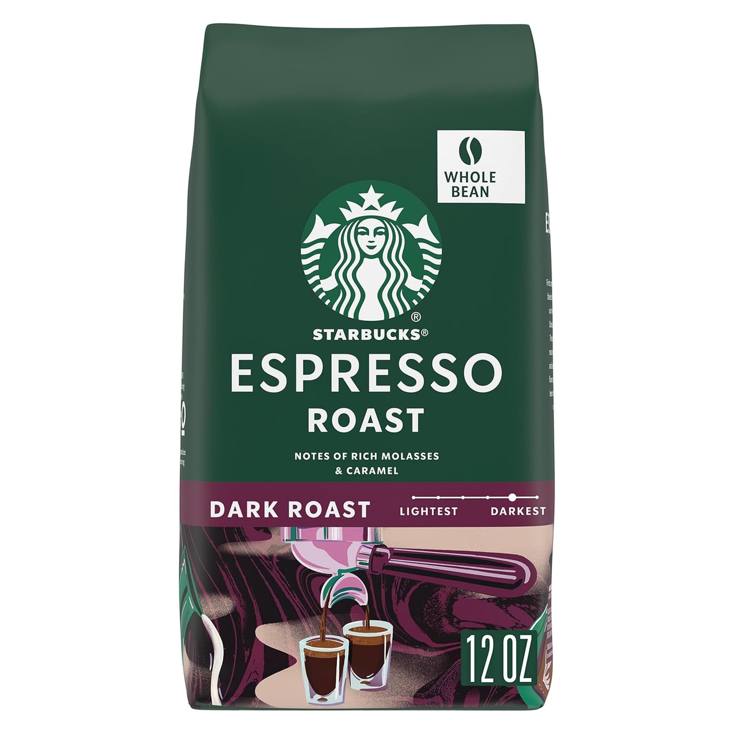 Starbucks Whole Bean Dark Roast Coffee, Espresso Roast, 100% Arabica beans in 18 oz bag, premium coffee from BACKUPMYFILESNOW.COM®