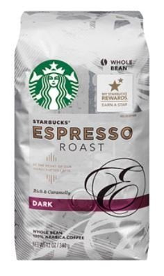 Starbucks Whole Bean Dark Roast Coffee, Espresso Roast, 100% Arabica, 18 oz bag with Sumatra flavor and rich, dark roasted beans