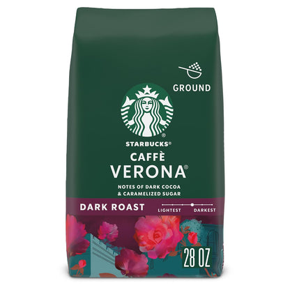 Six 18 oz bags of Starbucks Dark Roast Italian Roast Ground Coffee, 100% Arabica, in a pack from BackupMyFilesNow.com.
