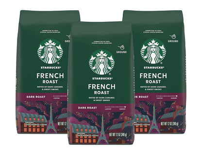 Six 18 oz bags of Starbucks Dark Roast Italian Roast Ground Coffee, 100% Arabica, in a pack from BackupMyFilesNow.com.