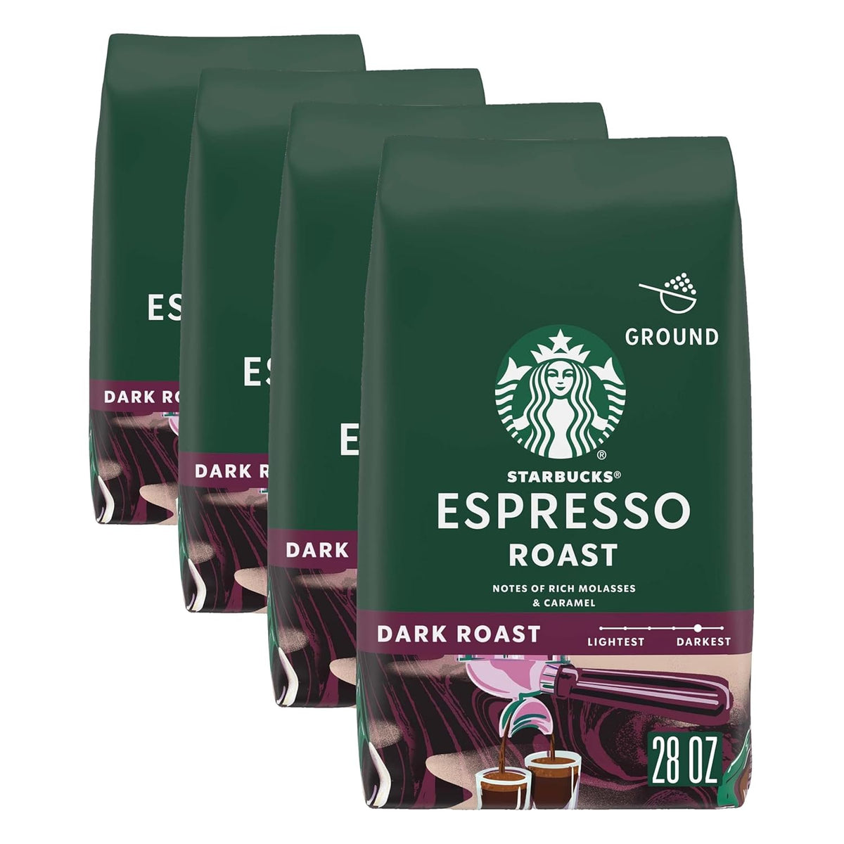 Six 18 oz bags of Starbucks Sumatra Dark Roast Ground Coffee, 100% Arabica, from BACKUPMYFILESNOW.COM®.
