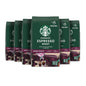 Six 18 oz bags of Starbucks Dark Roast Ground Coffee, Sumatra Arabica, in a pack, with coffee bags and label visible.