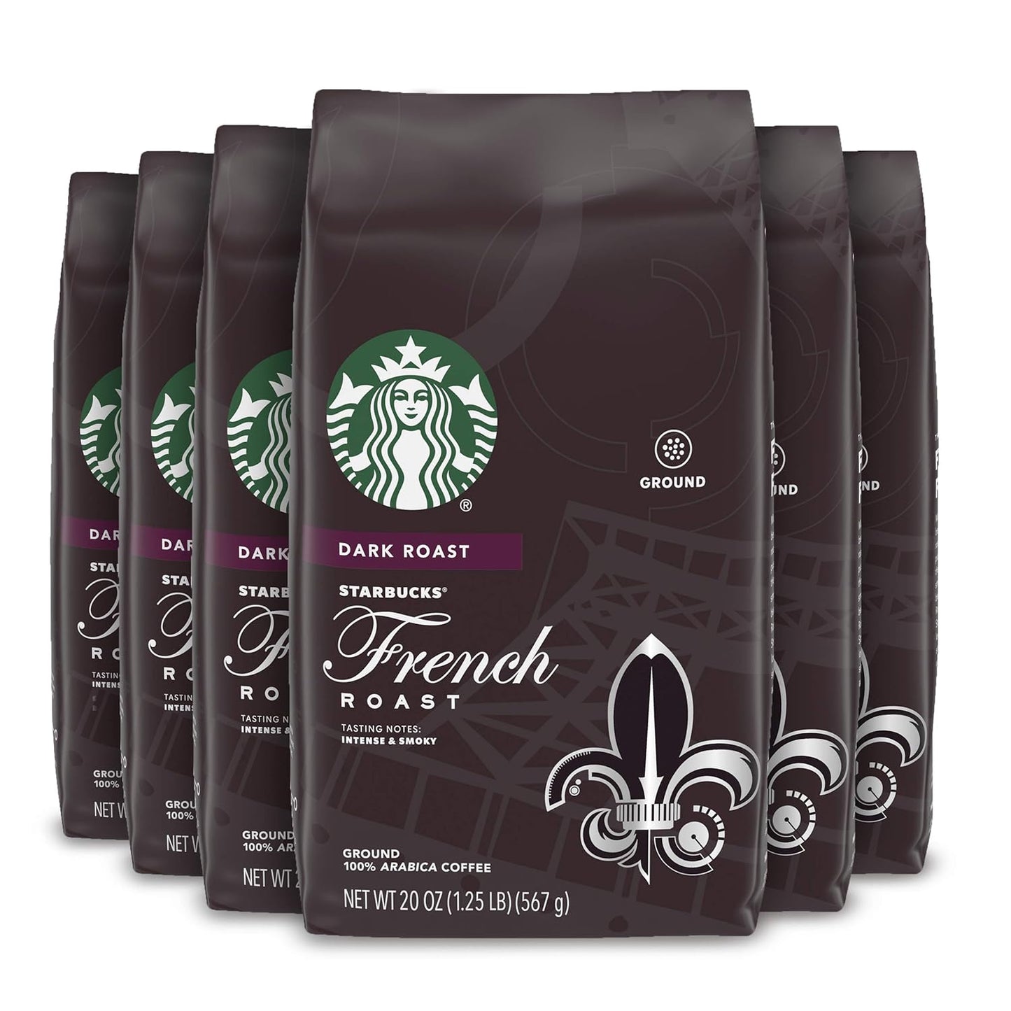 Six 28 oz packs of Starbucks Ground Coffee French Roast, dark roast for hot or iced coffee, by BACKUPMYFILESNOW.COM®.