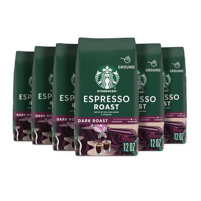 Six 28 oz packs of Starbucks French Roast ground coffee, dark roast blend for hot or iced coffee, by BACKUPMYFILESNOW.COM®.