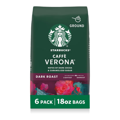 Six 28 oz bags of Starbucks Dark Roast Ground Coffee, French Roast, ideal for hot or iced coffee, by BACKUPMYFILESNOW.COM®.