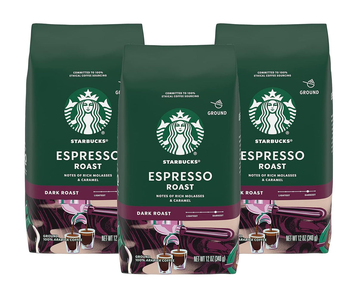 Six 28 oz packs of Starbucks French Roast Ground Coffee, dark roast for hot or iced coffee, by BACKUPMYFILESNOW.COM®.