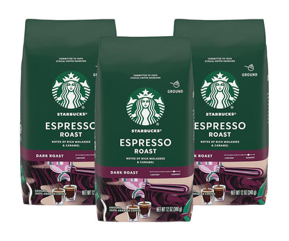 Six 28 oz packs of Starbucks French Roast Ground Coffee, dark roast for hot or iced coffee, by BACKUPMYFILESNOW.COM®.