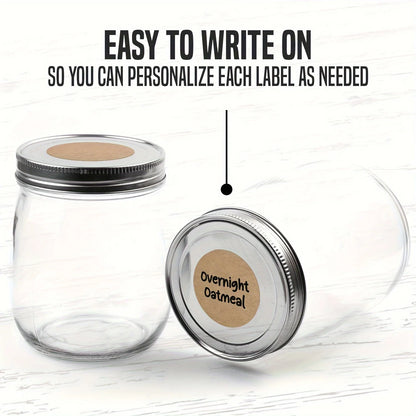 Pack of 500 kraft round self-adhesive labels on a roll, ideal for item classification and personalized labeling.