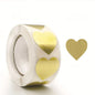 Pack of 500 kraft round self-adhesive labels for item classification and personalized labeling, featuring gold accents.