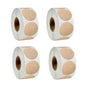 Set of 500 kraft round self-adhesive label stickers on a roll for item classification and personalized labeling.