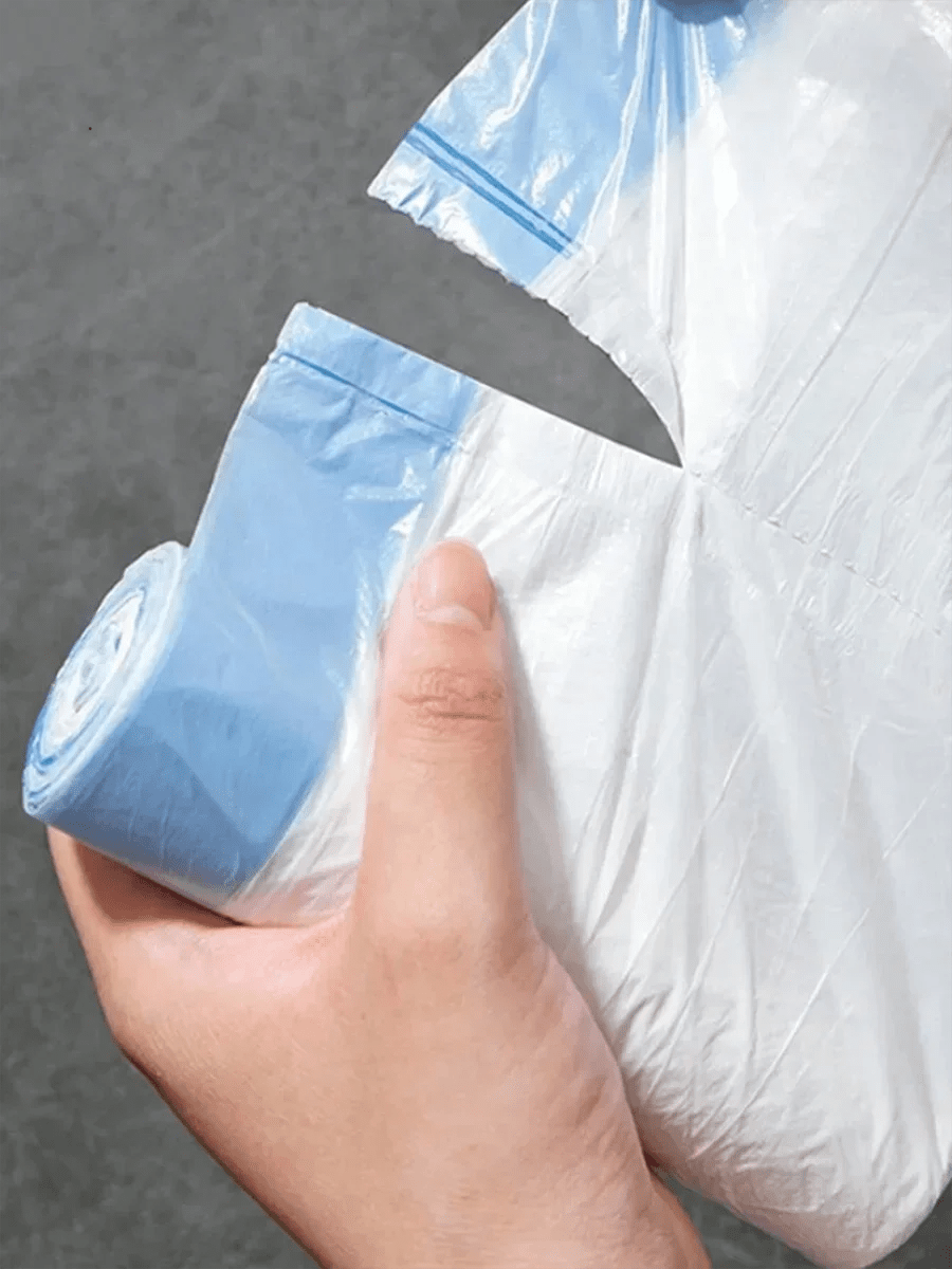 15-pack of thick drawstring trash bags by BACKUPMYFILESNOW.COM®, suitable for home, kitchen, restaurant, and living room use.
