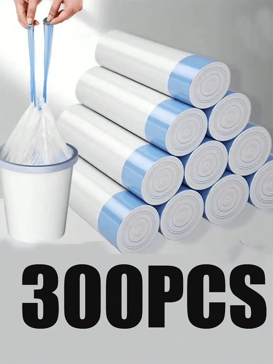 15pcs roll of thick tear-off trash bags with drawstrings from BACKUPMYFILESNOW.COM®, suitable for home, kitchen, and restaurant use