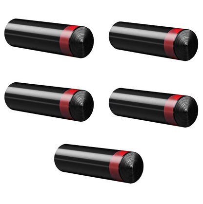 Roll of 15 thick trash bags with tear-off drawstrings, suitable for home, kitchen, restaurant, or living room garbage sorting.