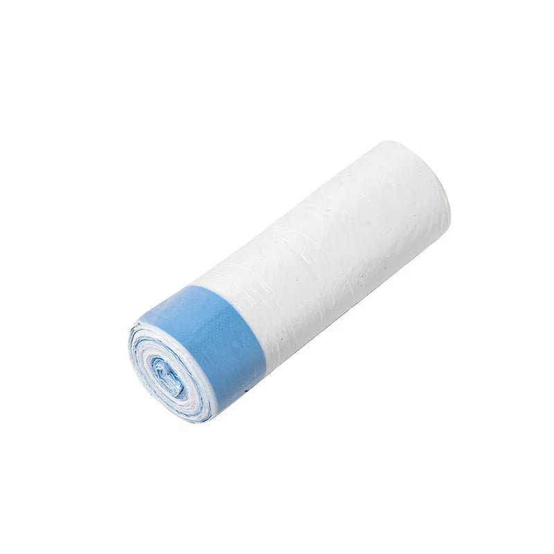 Roll of 15 thick trash bags with drawstrings, suitable for home, kitchen, restaurant, and garbage sorting.