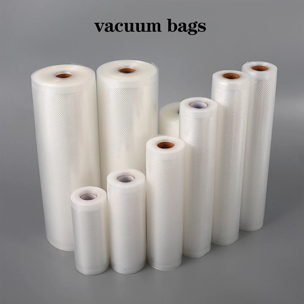 Reusable food vacuum bags roll from BACKUPMYFILESNOW.COM®, 500cm length, BPA-free, ideal for vacuum storage, meal prep, and sous vide cooking.