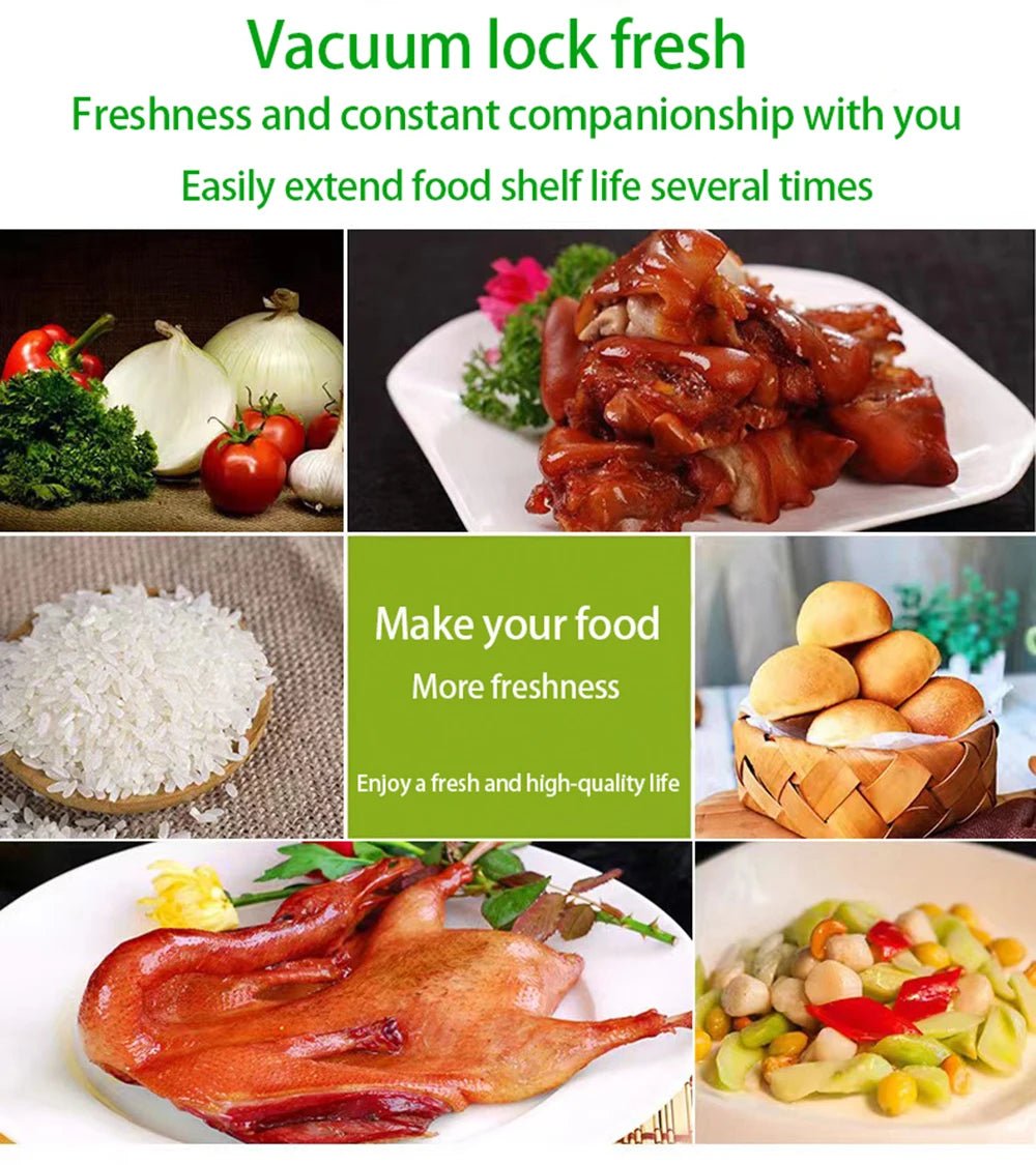 Reusable BPA-free food vacuum sealer bags, 500cm roll, designed for storage, meal prep, and sous vide cooking.