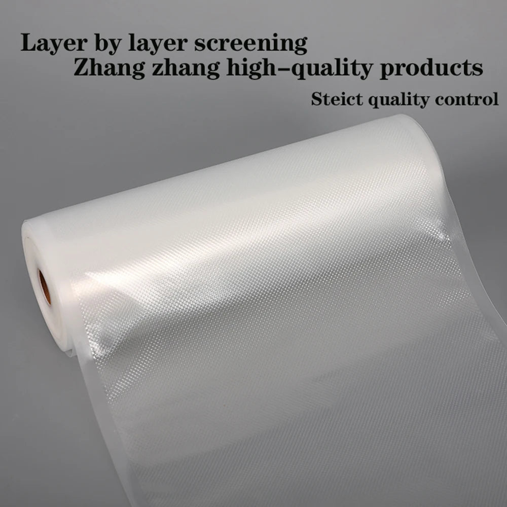 Reusable food vacuum bags by BACKUPMYFILESNOW.COM®, 500cm roll, BPA-free, ideal for food storage, meal prep, and sous vide.
