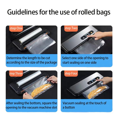 Reusable food vacuum sealer bags by BACKUPMYFILESNOW.COM®, 500cm roll, BPA-free, ideal for storage, meal prep, and sous vide.
