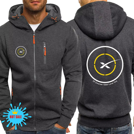Men's SpaceX logo hoodie with loose fit, printed design, comfortable hood, suitable for autumn, by BACKUPMYFILESNOW.COM.