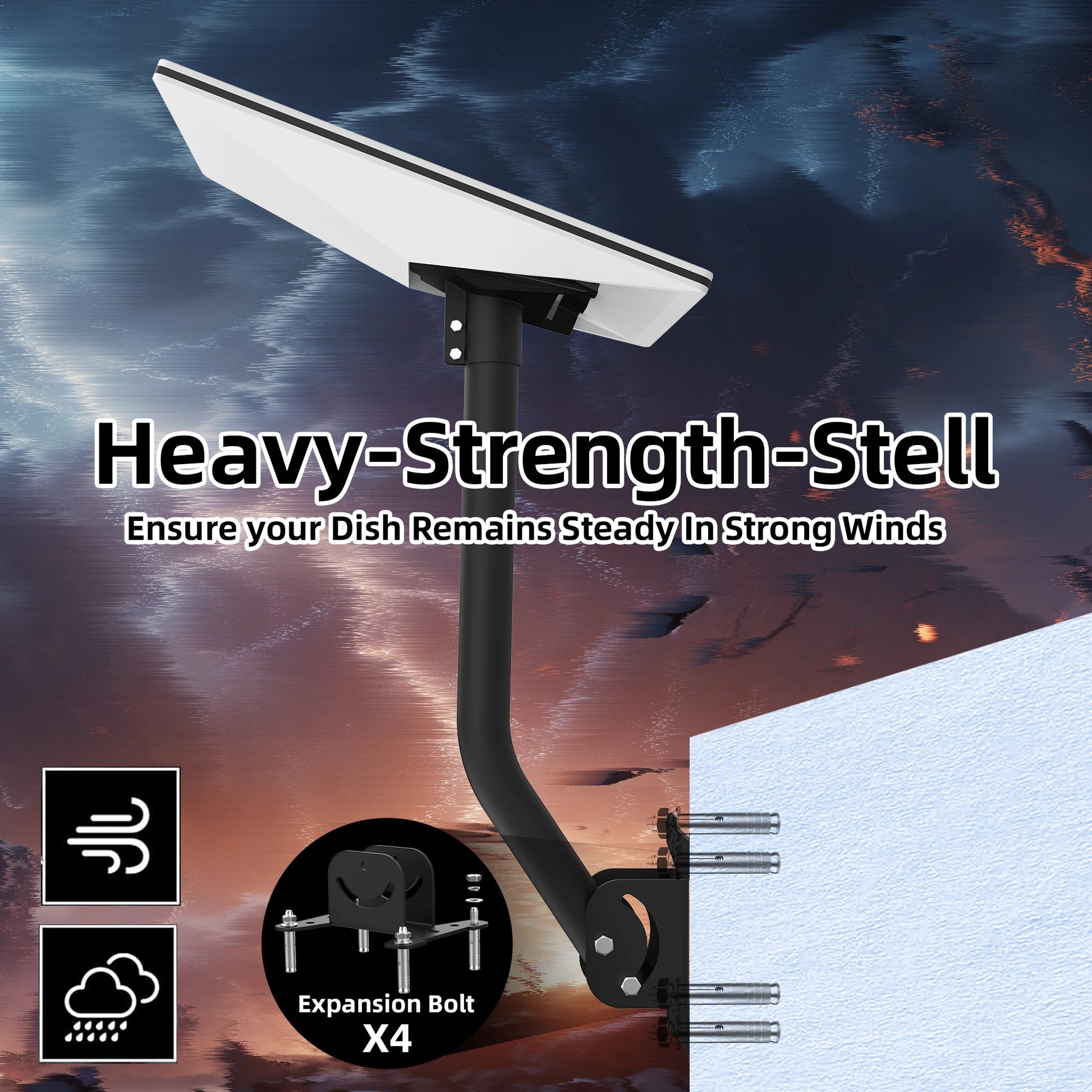 Starlink Gen 3 wall mount kit with pipe adapter and exterior roof mount bracket for satellite installation.