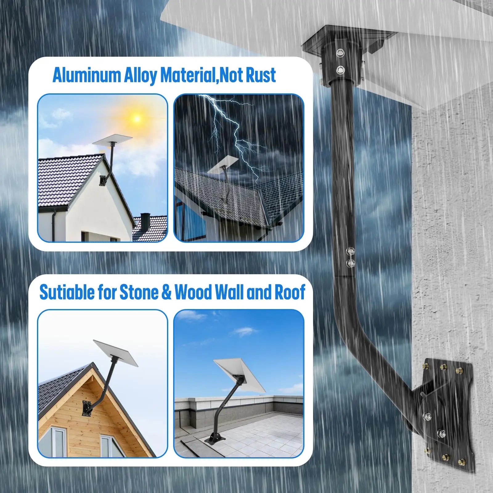 Starlink Gen 3 Wall Mount Kit with pipe adapter and install bracket for rooftop or exterior wall installation, by BACKUPMYFILESNOW.COM®.