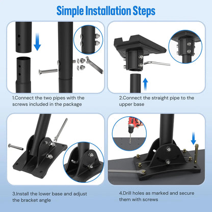 Starlink Gen 3 wall mount kit with pipe adapter and install bracket for roof top exterior wall installation, by BACKUPMYFILESNOW.COM®