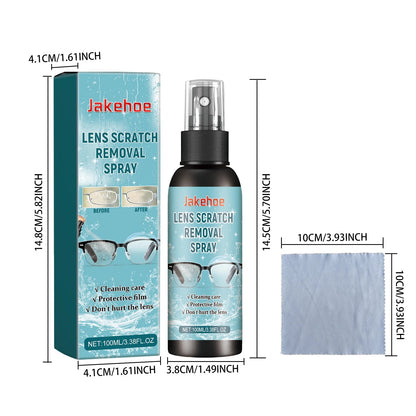 Professional lens cleaner spray by BACKUPMYFILESNOW.COM® for glasses, with anti-scratch protection and dust removal in 100ml bottle.