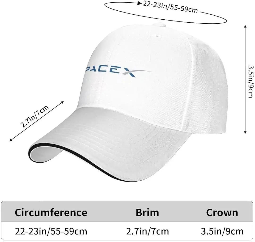 SpaceX baseball cap with adjustable strap, dad hat style, for men and women, featuring Space fans design, black and white colors