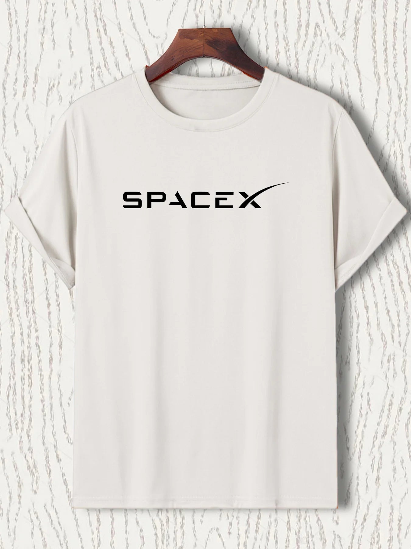 Men's oversized summer casual T-shirt with SpaceX letter pattern, round neck, short sleeves, in a relaxed fit, branded BACKUPMYFILESNOW.COM®.
