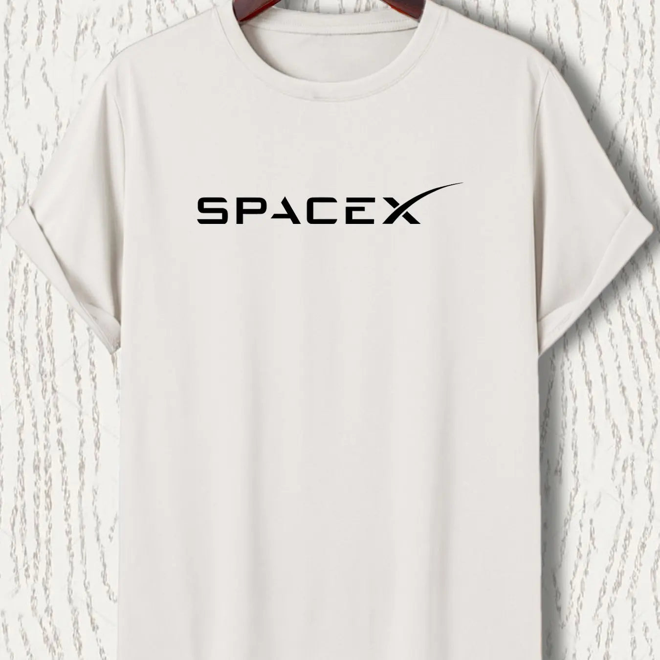 Men's summer casual oversized T-shirt with SpaceX letter pattern, round neck, short sleeves, in a relaxed fit, by BACKUPMYFILESNOW.COM®.