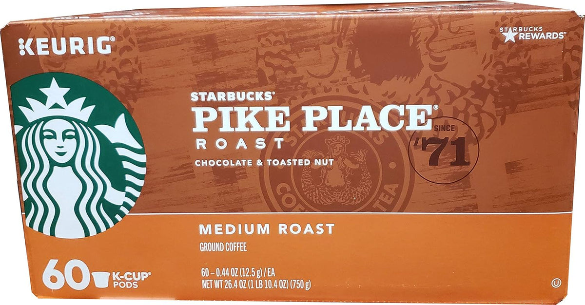 BackupMyFilesNow® Starbucks Pike Place Roast K-Cup coffee pods, medium roast for hot or iced coffee, 10-pack Keurig compatible.