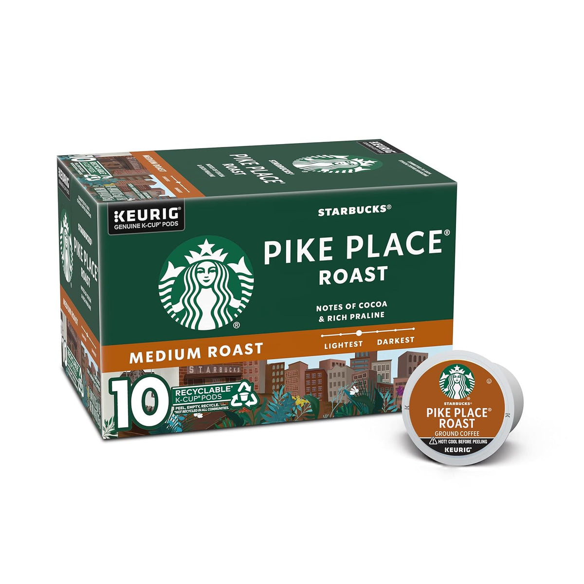 Backupmyfilesnow.com Starbucks Pike Place Roast K-Cup coffee pods, medium roast for hot or iced coffee, 10-pack for Keurig brewers.