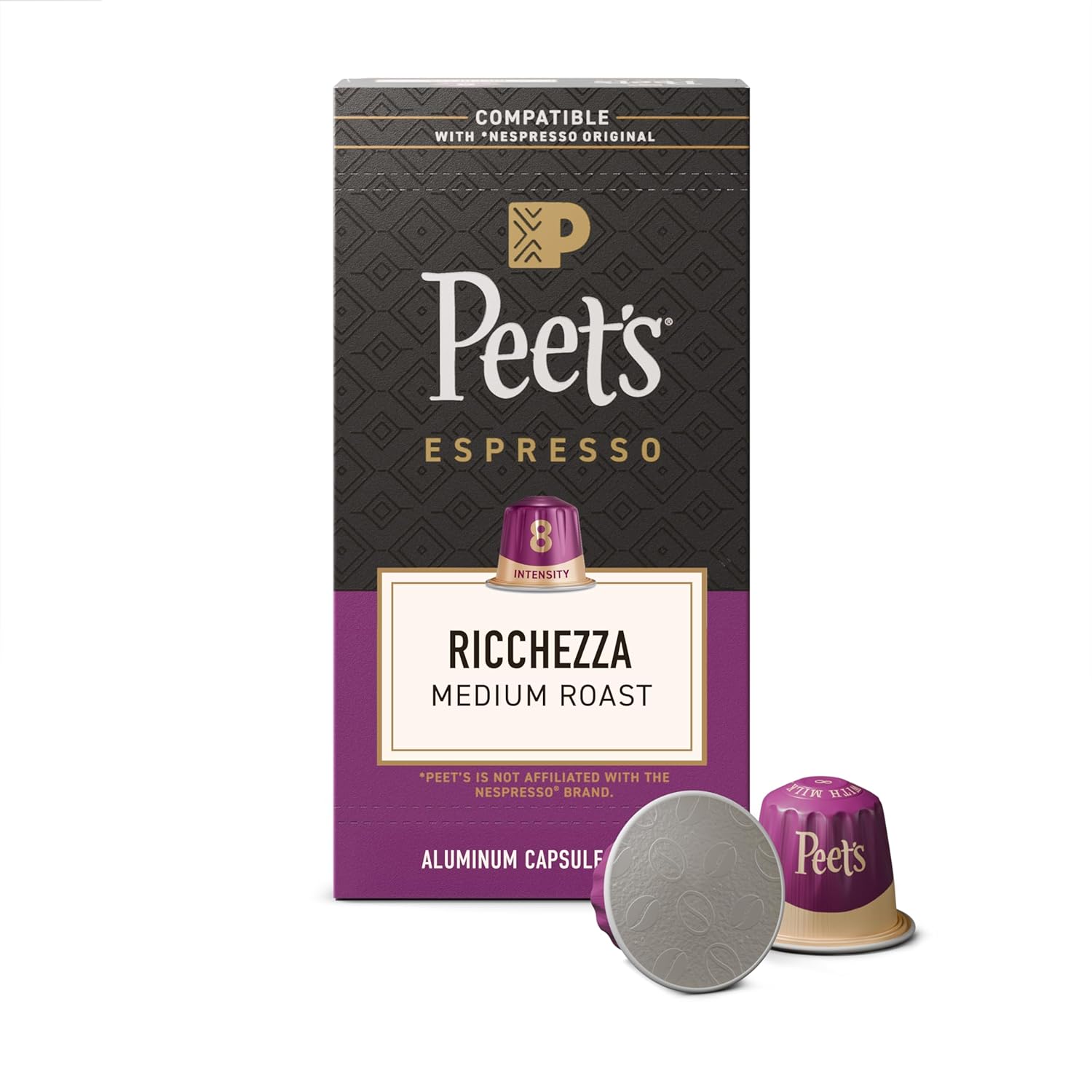 Peet's Coffee Big Bang Medium Roast Arabica single serve coffee pods, 32-count box, fresh and flavorful for home brewing.