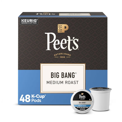 BackupMyFilesNow® Peet's Coffee Big Bang medium roast single serve coffee pods, 100% Arabica, 32-count box.