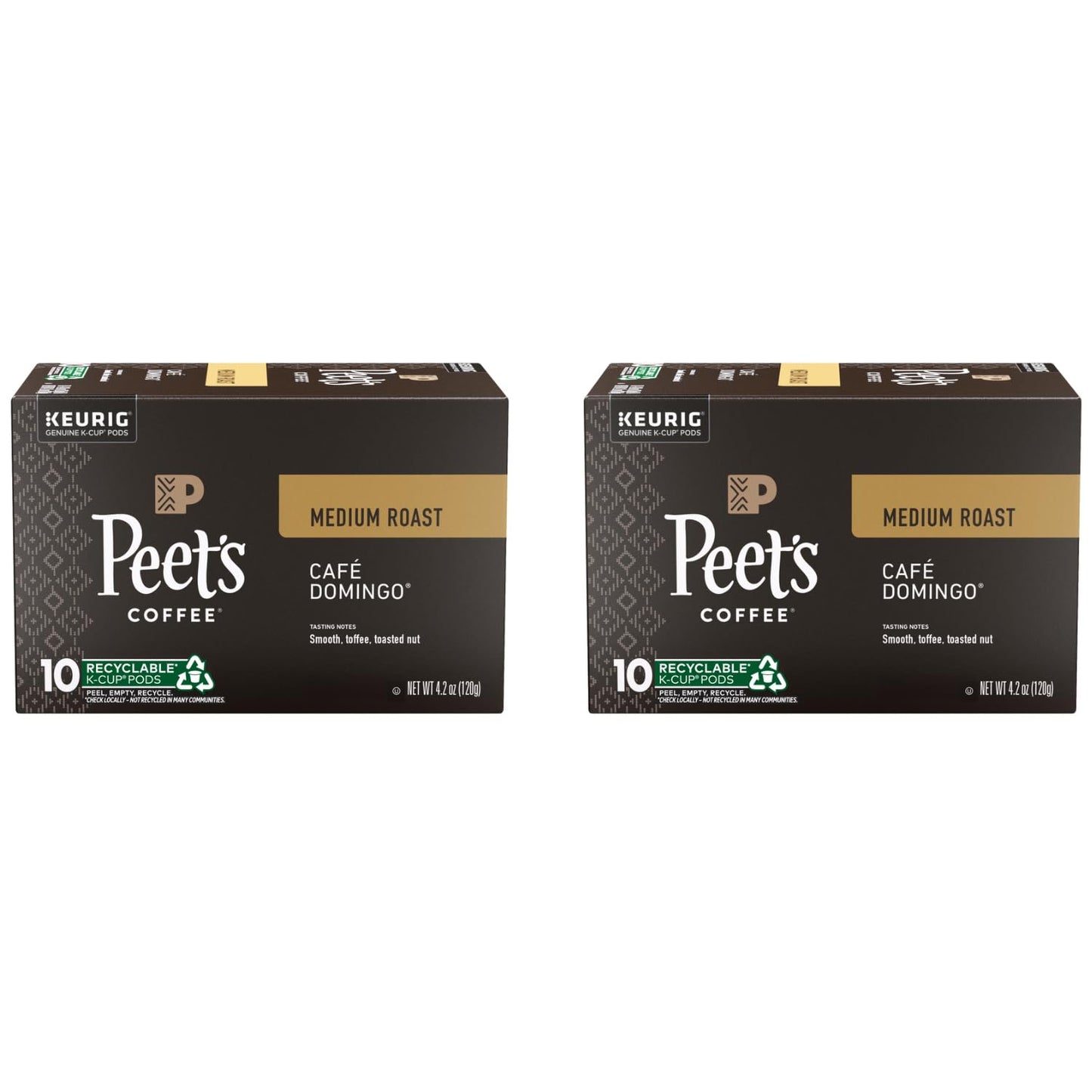 Peet's Coffee Café Domingo Medium Roast single serve coffee pods, 100% Arabica, 32-count box.