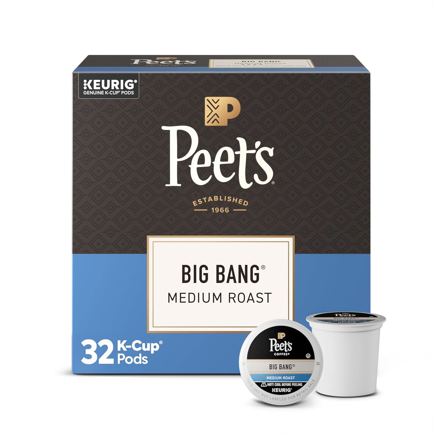 BackupMyFilesNow® Peet's Coffee Café Domingo medium roast single serve coffee pods, 100% Arabica, 32-count box.