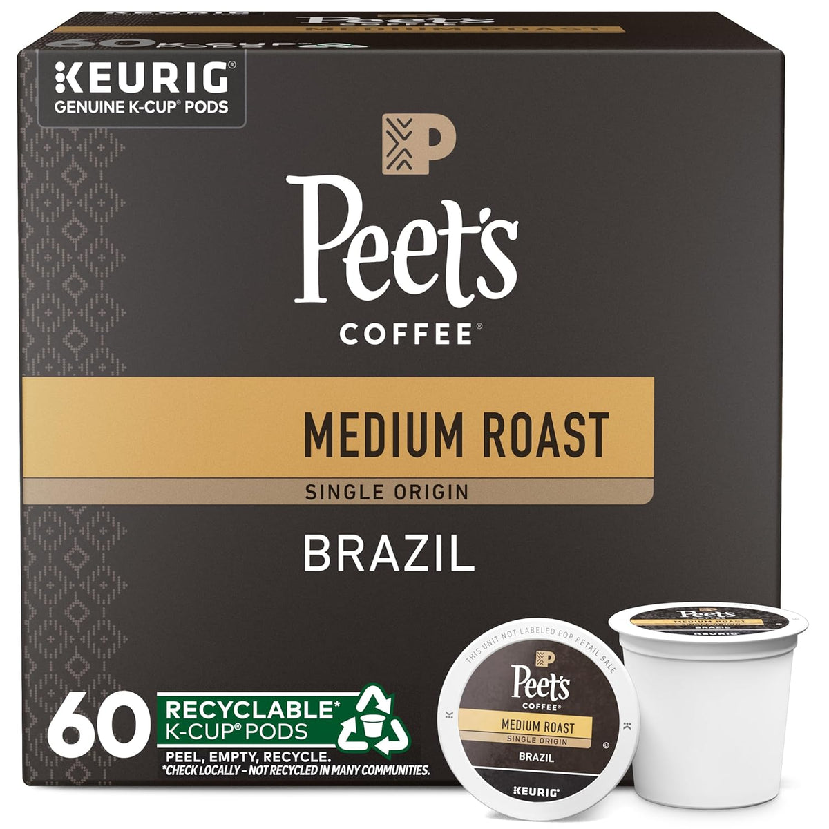 BackupMyFilesNow® Peet's Coffee Café Domingo medium roast Arabica coffee pods, 32-count box for single-serve brewing.