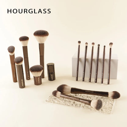 Hourglass makeup brush set with retractable professional brushes for eyeshadow, foundation, concealer, powder, bronzer, and blusher