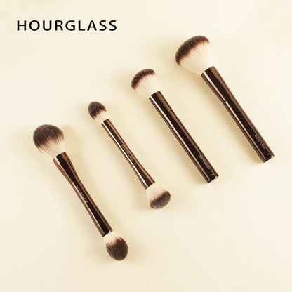 Hourglass makeup brush set with retractable professional brushes for eyeshadow, foundation, concealer, powder, bronzer, blusher, and eyeliner.