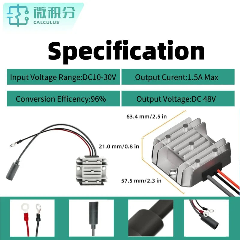 Set of 10 BACKUPMYFILESNOW® Starlink MINI DC power boost converters, 12/24V to 30V/48V, 1.5A, with cold-pressed terminals.