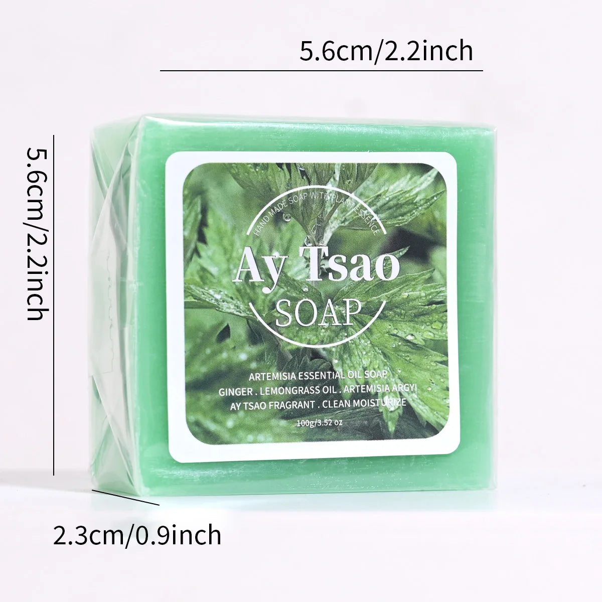 B+Artemisia Plant Essential Oil Soap with lemongrass and ginger oils, deeply cleanses and moisturizes skin, natural skincare product.