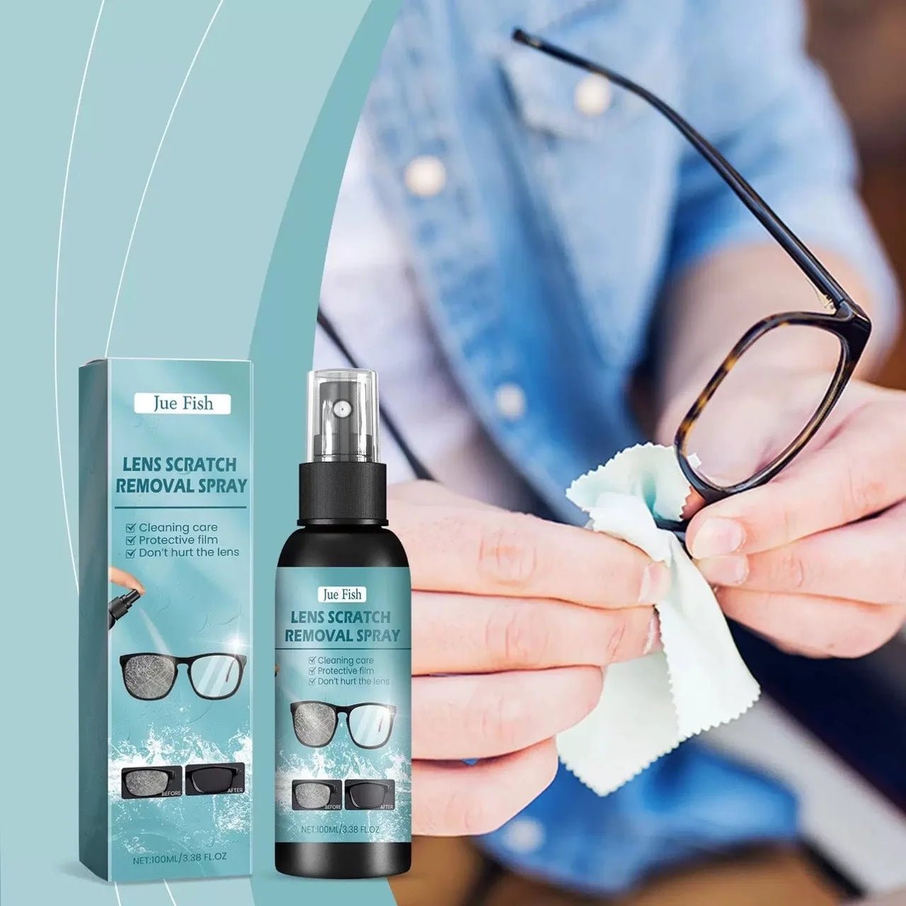 BackupMyFilesNow 100ml eye glass cleaner spray, 2-in-1 lens cleaner and scratch remover for eyeglasses and eyewear.