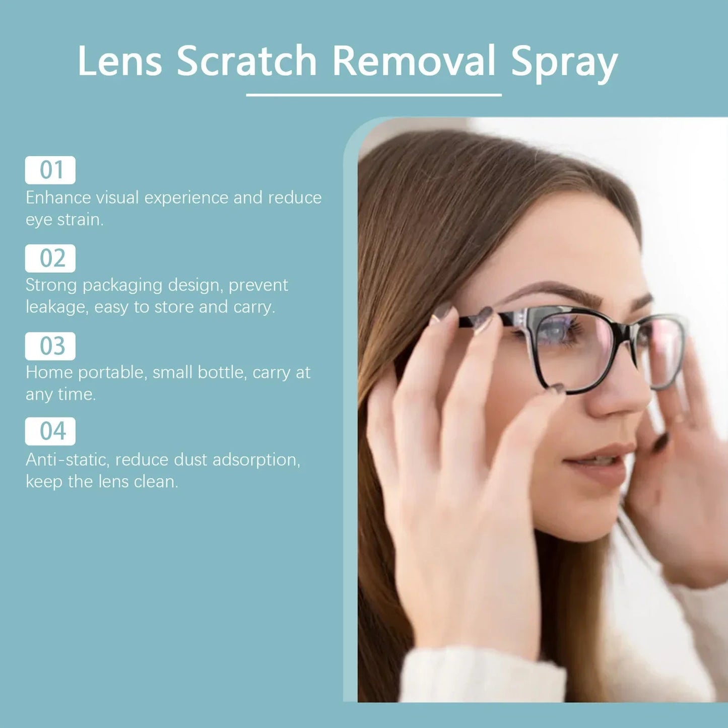 BackupMyFilesNow 100ml eye glass cleaner spray, 2-in-1 lens cleaner and scratch remover for eyeglasses and lenses.