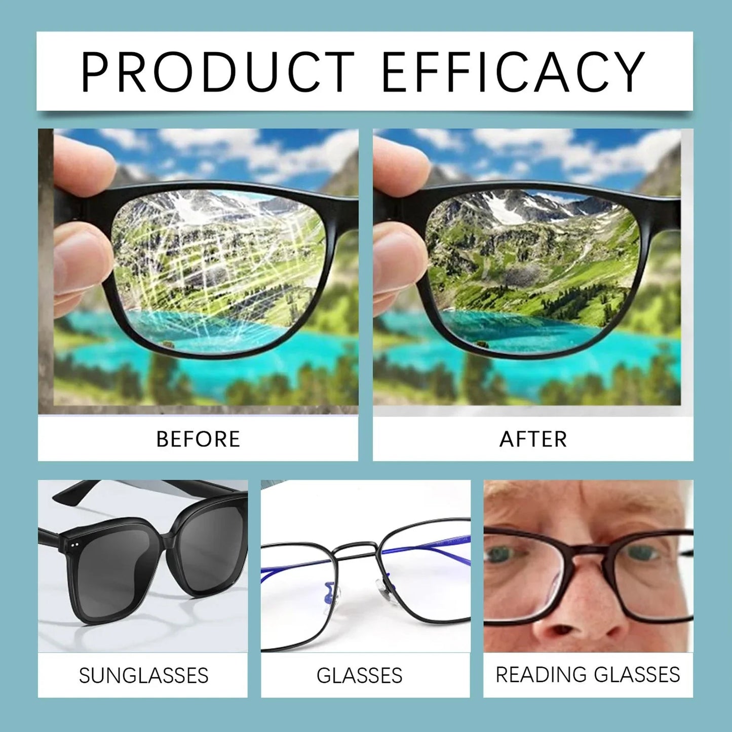 BackupMyFileSNOW 100ml eye glass cleaner spray and lens scratch remover for eyeglasses, suitable for students and workers.