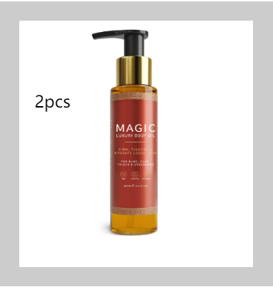 Set of three 100ml soothing body oils from BackupMyFilesNow.com, with bottles featuring elegant labels and golden caps.