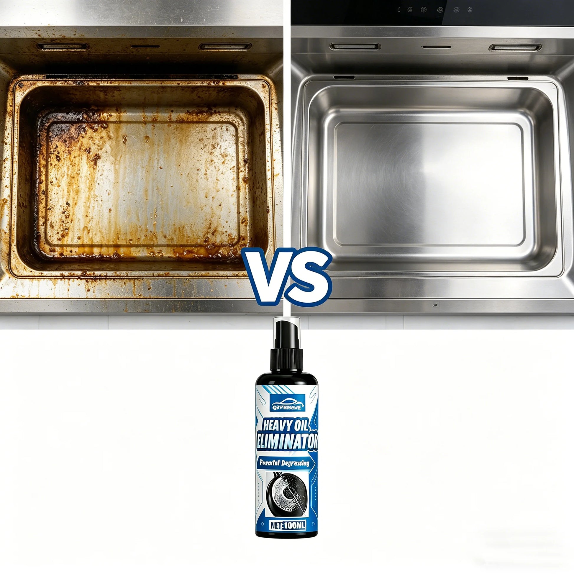 BackupMyFilesNow.com Heavy Oil Eliminator Spray for kitchen grease, stains, range hood, and stove degreaser in a 100ml bottle.
