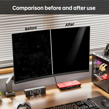 BackupMyFilesNow® 100ml screen cleaner spray kit with microfiber cloth for cleaning glass, glasses, and camera lenses.